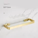 30-50CM Brushed Gold Glass Shelf  Aluminum Bathroom Storage Holder Bath Shower Shelf  Bathroom Shelf Mirror Wall Tray Towel Bar - Image 8
