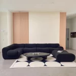 Vacuum-Compressed Modular Sofa, Wabi-Sabi Sherpa Fabric Sectional with High-Elastic Foam, Cream Mid-Century Style, Space Saving
