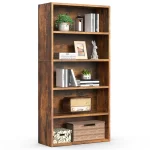 MCQ 5 Tier Wooden Bookshelf Black 53 Inch Tall Bookcase Standing Open Book Shelf Organizer Adjustable Display Storage Shelves - Image 8