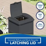 Suncast 30 Gallon Outdoor Trash Hideaway Resin Refuse Container Lid Cyberspace Concealed Waste Storage Patio Backyard Garden - Image 2