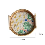 Rattan Tray Plates Afternoon Tea Tray for Serving Food Trays to Serve Food Plate Snack Dish Dessert Fruit Dry Sweets Cake Home - Image 7