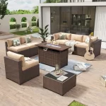 Aoxun 6/7/8/11 Piece Patio Furniture Set Wicker Rattan Outdoor Sectional Sofa Set with Coffee Table - Image 29