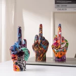 Graffiti Middle Finger Figurines Pop Street Art Statue Desktop Living Room Home Decoration Accessories Mantel Bookshelf Interior