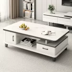 Modern LED TV Stand for Televisions Up Coffee Table Glass Shelves and Drawer Gaming Entertainment Center with Multiple Cabinet - Image 4