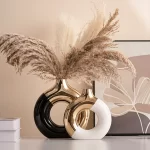 Ceramic Flower Vases For Living Room Luxury Nordic Plant Pot,Dinning Table Hotel Home Decoration,Wedding Festival Artwork Golden - Image 2