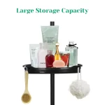 Corner Shower Caddy with Tension Pole 4-Tier Adjustable Shelves Bathroom Storage Organizer with Rubber Pad,101.6 - 122 Inch H - Image 2