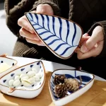 Japanese Ceramic Appetizer Serving Plates Set Hand-painted Underglaze Leaf Design Sauce Dishes for Sushi Salads and Condiments - Image 4
