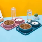 Automatic Pet Cat Feeder Waterer Detachable Dog Cat Stainless Steel Bowl Anti-Leak Water Fountain Slanted Raised Cat Food Bowls - Image 2