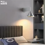 Modern Aluminum Wall Sconce with Cone Shade, Brushed Silver & Matt Black Wall Light for Bedroom Living Room Hotel，3-Colors Dim - Image 5