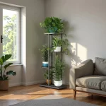 4-Tier Metal Plant Stand for Indoor Outdoor Use, Corner Shelf for Garden Balcony Living Room Patio - Image 2