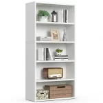 MCQ 5 Tier Wooden Bookshelf Black 53 Inch Tall Bookcase Standing Open Book Shelf Organizer Adjustable Display Storage Shelves - Image 2
