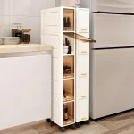 Swivel Wheel Mobile Kitchen Storage Rack, Waterproof & Dustproof Space-Saving Cabinet Shelf for Spices, Books, Toys & Snacks - Image 5