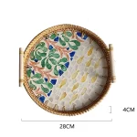 Rattan Tray Plates Afternoon Tea Tray for Serving Food Trays to Serve Food Plate Snack Dish Dessert Fruit Dry Sweets Cake Home - Image 19