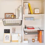 1pc White/Black Multi Functional Iron Bottom Hanging Basket Perforated Kitchen Bathroom Storage Basket Storage Rack Makeup Tools - Image 3