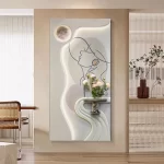 Modern Light Luxury Entrance Hall Decoration Feeling Lights Corridor Hanging Three-dimensional Sandstone Texture Mural Painting