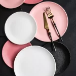 4 Sizes Matte Pink Plates Dinnerware Dishes for Serving Modern Plate Sets Dinner Set Japanese Tableware Plates Food Bone China - Image 3