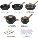 US Shipping Ceramic Cookware Sets Non Stick 15 PCS Pots and Pans Set Kitchenware - Image 3