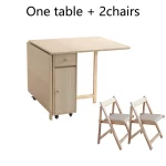 Folding Dining Table with 2 Drawers and 4 Wheels for Living Room,Kitchen, Farmhouse, Space Saving Table - Image 8