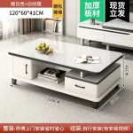 Modern LED TV Stand for Televisions Up Coffee Table Glass Shelves and Drawer Gaming Entertainment Center with Multiple Cabinet - Image 26