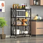 Foldable Large Iron Frame Storage Multifunctional Living Room Rack Multilayer Bookshelf Display Kitchen Storage Rack - Image 4