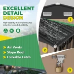 Metal Storage Shed, Large Outdoor Garden Shed with Lockable Door, Brown Backyard Patio Lawn Storage - Image 4
