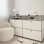 Vintage Module Sideboard Living Room Storage Cabinet Wood Bedroom Stainless Steel Metal Frame Storage Customizable TV Cabinet - Image 6