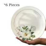 Bone China Plate Set for Household, Ceramic Dinner, Vegetable Dishes, Round Deep Plate, European Pastoral Tableware, 8 inch - Image 7