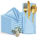 50pcs 30x30cm Rose Gold Small Satin Table Napkins Placemats Silk Dinner Cloth Napkins For Party Hotel Wedding Table Decoration - Image 24