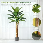 Artificial Banana Tree 7FT/6FT/5FT, Faux Banana Tree with Grey Planter, Artificial Plants with Fake Banana Leaves Plant for Home - Image 3
