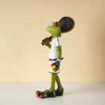 Cute Frog Playing Tennis Police Animal Model Statues 16cm Collectible Figurine Art Ornament Home Living Room Tabletop Decor Item - Image 3