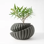 Eco-Friendly 3D Printed Flower Pot Irregular Geometric plant pot with Textured Lines for Tabletop Decor & Sustainable Gift - Image 11