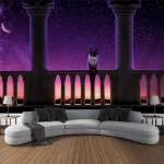 3D balcony landscape waterfall tapestry wall hanging bohemian sea sky aesthetic room art decoration fabric large background wall - Image 12