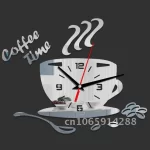 3D Acrylic DIY Wall Clock Mirror Wall Clocks Simple Home Digital Wall Sticker Decoration Mute Coffee Cup Wall Quartz Clock - Image 9