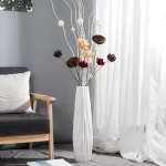 White Tall Floor Vase, 24" Ceramic Large Vase, Decorative Flower Vases - Image 3