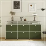 Sideboard Storage Cabinets Modular Combination Metal Frame for Living Room Office Drawers Customizable Large Storage Olive Green - Image 2