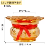 Ceramic Ruyi Doubles Ear Stove Indoor, temple, offering ornaments Double sided pattern sand gold incense burner - Image 23