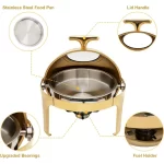 Round Chafing Dish Buffet Set 6.3 QT,Roll Top Stainless Steel Buffet Warmer Chafers with Food and Water Trays,Buffet Warmer Sets - Image 5