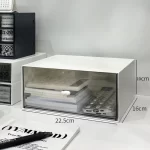 Desktop Storage Box with Drawer-Style Stacking Feature for Student Cosmetics, Office Stationery, Pens, Transparent Acrylic Desk - Image 7