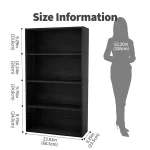 JHK 3-4 Tier Wooden Shelf Bookcase Tall Floor Standing Open Bookshelf for Living Room and Home Office Personalized Storage - Image 5