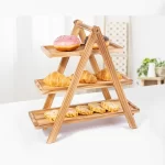 Wooden Three-Layer Serving Trays, Cupcake Stand, Fruit Cake Stand, Dessert Serving Tray, Detachable Rectangle Platter, 3 Tiered - Image 4