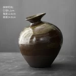 Black Terracotta Vase Coarse pottery vase ceramic Imitation Stone Abstract Flower Arranger vases retro glazed flower ware - Image 4