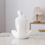 Yoga couple ceramic ornament Couple Figurines Ceramic Statue Hugging Lovers Tabletop Ornament White porcelain Decoration Crafts - Image 4