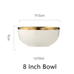 1pcs White Ceramic Plate Phnom Penh Tableware Salad Soup Bowl Food Dinner Dishes Wedding Decoration Dinnerware Household Kitchen - Image 19