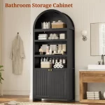 81-inch tall arched cabinet, bookcase with storage space, six-tiered bookshelf in a medieval-modern style, Customizable - Image 6