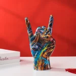 Graffiti Rock On Hand Figurines Rock and Roll Decor Bookshelf Home Wall Shelf Decoration Modern Pop Art Music Fans Gift - Image 3