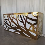 Party Furniture LED Lights Gold Engraved PVC Bar Table Acrylic Wedding Dining Table