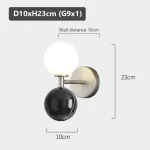 Modern Silver Metal Wall Sconce with Black Natural Marble and White Glass Globe G9 Wall Light for Bedroom Living Room Decor Lamp - Image 7