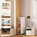 Swivel Wheel Mobile Kitchen Storage Rack, Waterproof & Dustproof Space-Saving Cabinet Shelf for Spices, Books, Toys & Snacks - Image 7