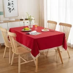 Cotton Green Easter Pure Color Tassels Cotton Tablecloth Washed  Christmas Table Cover for Home Party Dining table Decora - Image 12