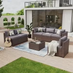 Aoxun 6/7/8/11 Piece Patio Furniture Set Wicker Rattan Outdoor Sectional Sofa Set with Coffee Table - Image 13
